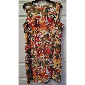 Connected Size 14 Multicolor Floral Sleeveless Sheath Dress